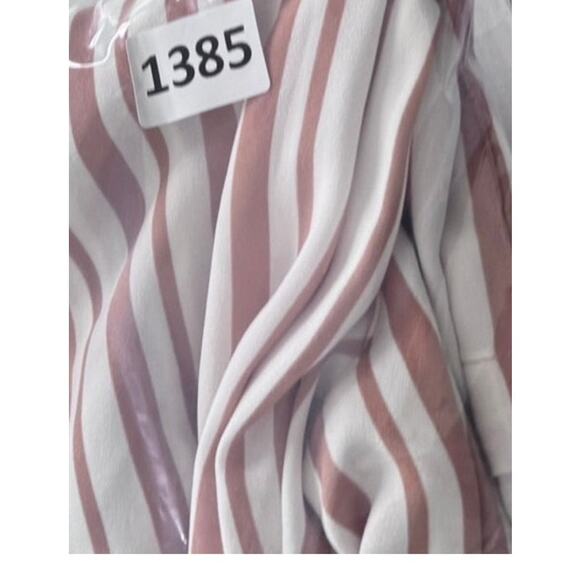 Ann Taylor LOFT Outlet Wide Leg Striped Pants 100% Polyester Small Tan White - Picture 6 of 6